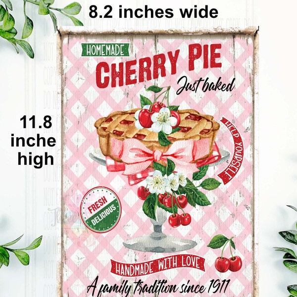 Cherry Pie sign, Summer wreath sign, Vintage Cherry Pie, Tin sign, UK wreath sign, Wall Plaque, Summer wreath