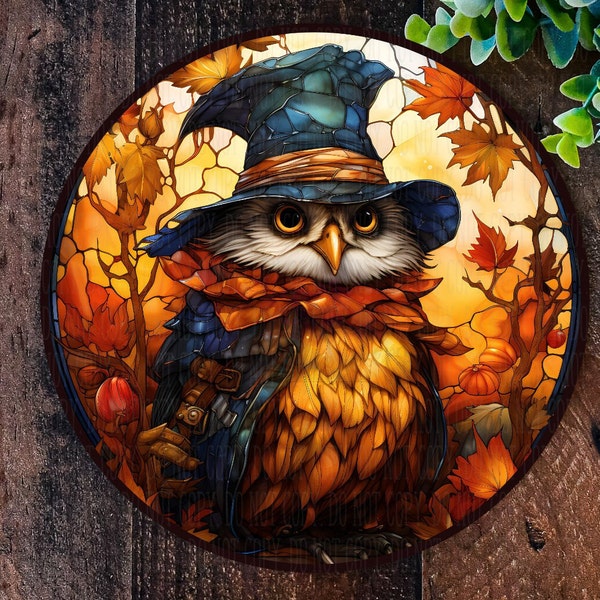 Owl Sign, Autumn wreath sign, Fall wreath sign, Wreath Attachment, Halloween Décor, Fall Decor, Autumn wreath