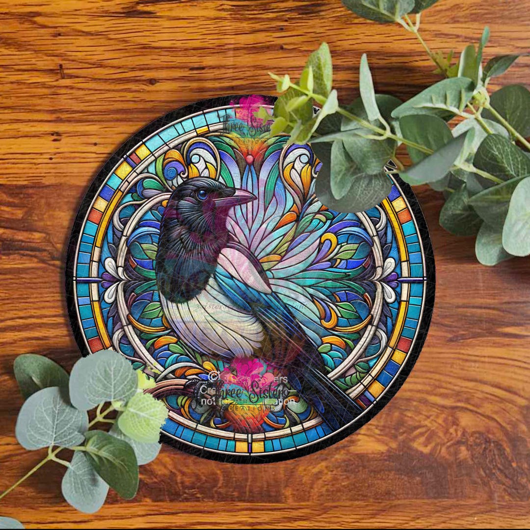 Macpie Sign Magpie Metal Sign, Faux Stained Glass Bird Wall Art, Garden Decor Gift ...