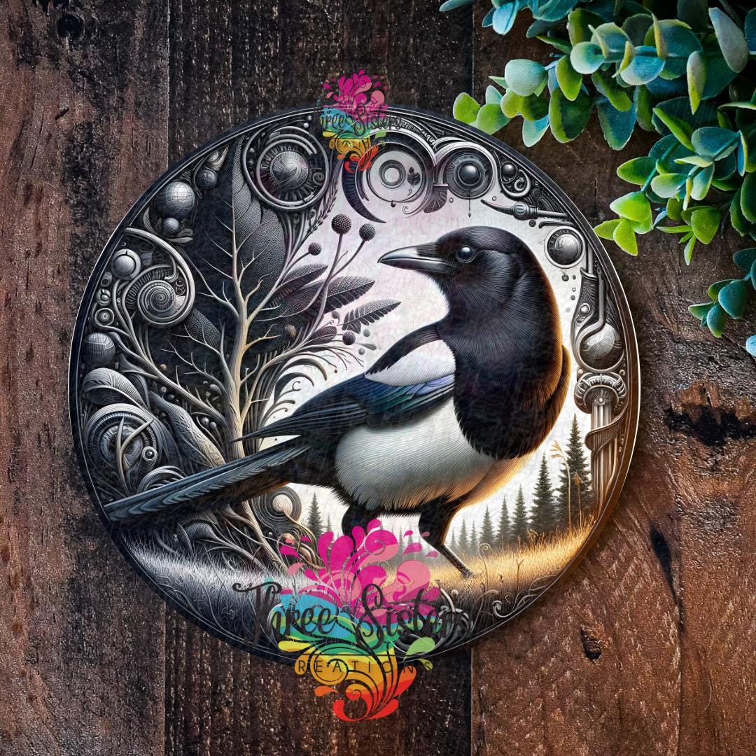Macpie Sign Magpie Metal Sign: Elegant Black and White Bird Decor - Etsy