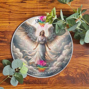 Guardian Angel Mum Wreath Sign, Memorial Metal Plaque