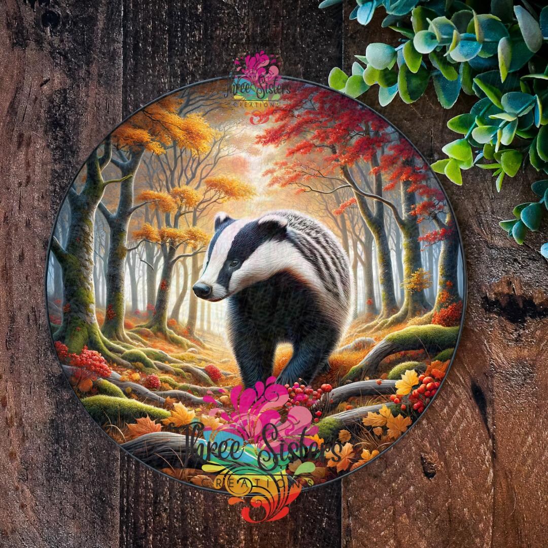 Badger Plaque Autumn Forest Wall Art, Woodland Garden Sign - Etsy