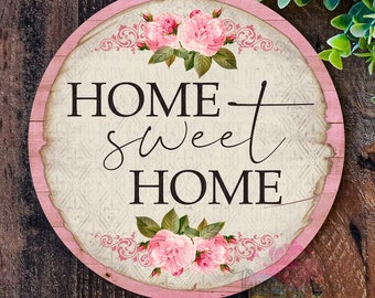 Home Sweet Home wreath sign, Welcome sign, Metal wreath Sign, Wreath Sign UK, front door wreath signs, Floral wreath sign