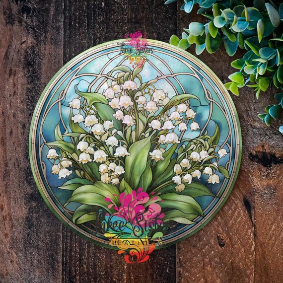 Lily of the Valley Metal Sign: Faux Stained Glass Garden Decor - Etsy