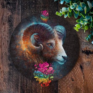 Signe du zodiaque Bélier, signes de couronne, cadeau Bélier, cadeaux signe du zodiaque Bélier, le bélier, astrologie, couronne du zodiaque, art mural du zodiaque, couronne de la porte d'entrée