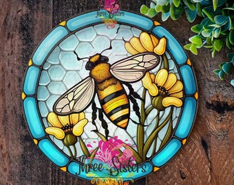 bee sign, Metal bee sign, wreath sign, Bee art, Welcome wreath sign, Front door wreath sign