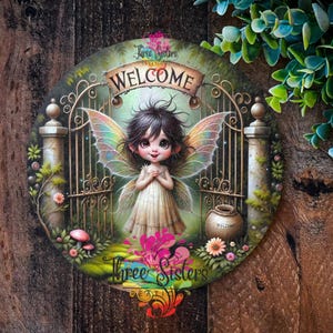 Fairy Houses, Fairy Welcome Metal Sign, Fairy Garden plaque, Perfect Whimsical Garden Décor and Unique Gift Idea