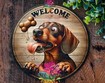 【非売品】DOG DAYS Complete BOX 告知ポスター 両面 激レア Dachshund Welcome Sign, Sausage Dog Lover Gift, Metal Door Plaque