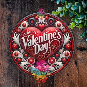 Happy Valentine Day sign, Valentine&#39;s wreath Sign, Love token Valentine Home Décor