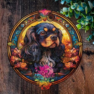 Cavalier King Charles Spaniel Hundegeschenke, Metallhundeschild, Haustier-Gedenktafel, Hundekranzzeichen
