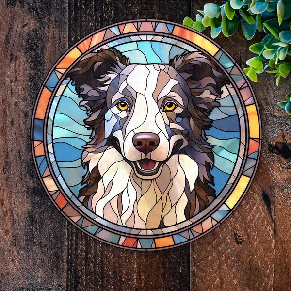 Border Collie Metal Sign - Pet Memorial, Dog Wreath, Door Plaque