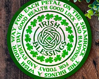 Irish Blessings sign, St. Patricks Day wreath sign, Celtic knot, wreath making supplies, front door wreath signs