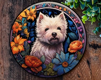 Westie West Highland Terrier Dog Gifts, Metal dog sign, Pet Memorial plaque, Dog Wreath signs