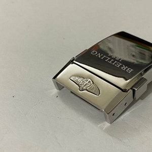 20mm BREITLING DEPLOYANT CLASP - Superlative Silver, Push Button, Polished Finish