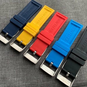 Breitling Silicone Watch Straps 22mm Width in Black/Navy/Sky Blue/Red/Yellow zdjęcie 4