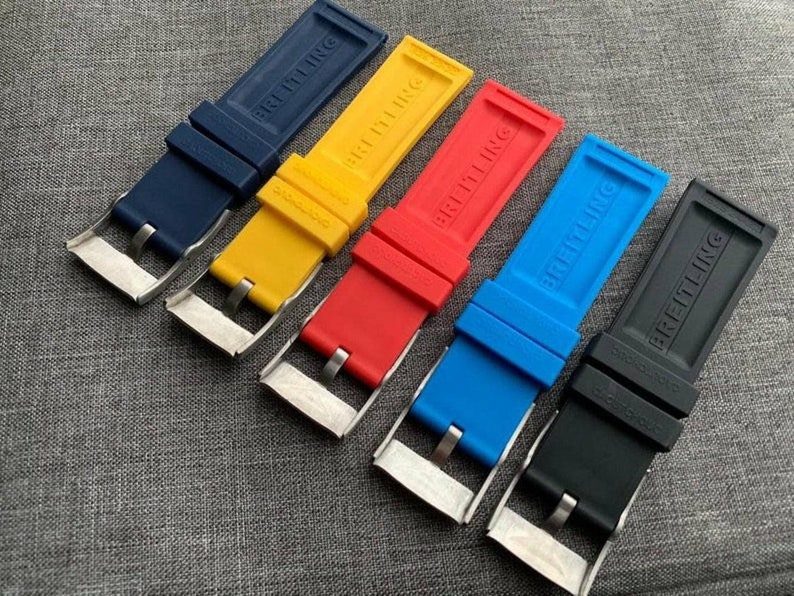 Breitling Silicone Watch Straps 22mm Width in Black/Navy/Sky Blue/Red/Yellow zdjęcie 4