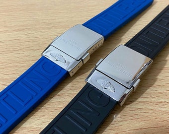 SEHR GLÄNZEND - Breitling Faltschließe Blau oder Schwarz in 22 / 24mm - Mit Kautschuk/Silikonband