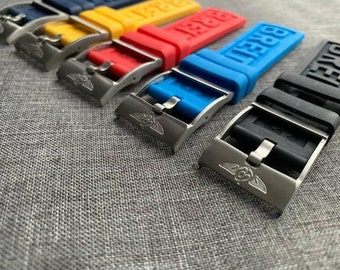 Breitling Silicone Watch Straps - 22mm Width in Black/Navy/Sky Blue/Red/Yellow