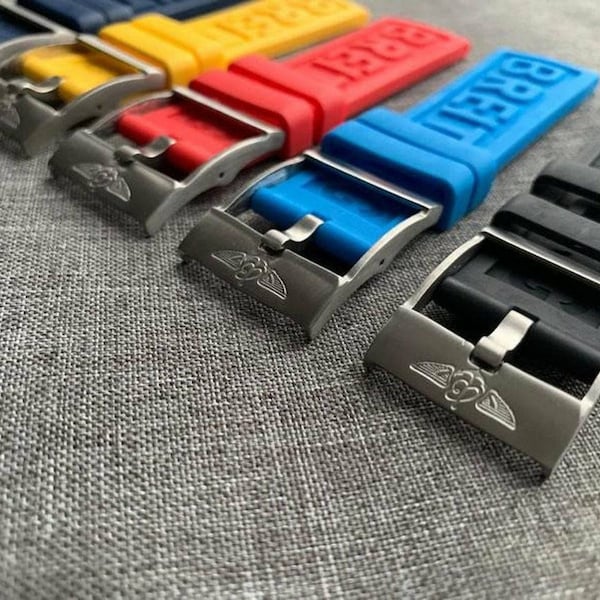 Breitling Silicone Watch Straps - 22mm Width in Black/Navy/Sky Blue/Red/Yellow