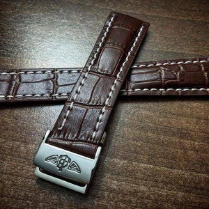 Brown Leather Watch Strap for Breitling Watches - 22/24mm Width
