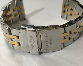 PRACHTIGE tweekleurige BREITLING ARMBAND Horlogeband in 18/20/22/24 mm breedte - Zeldzaam item