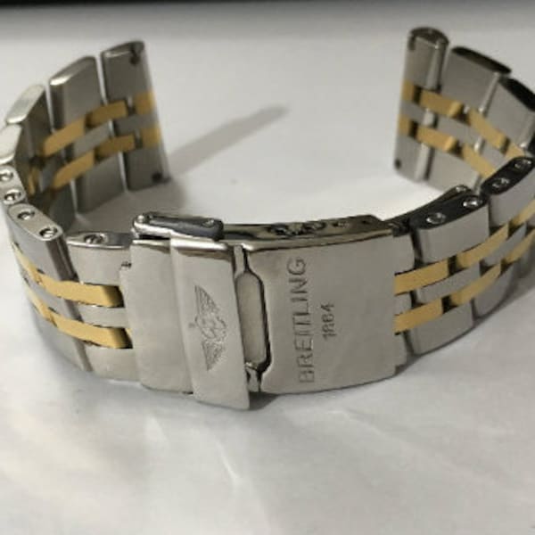 PRACHTIGE tweekleurige BREITLING ARMBAND Horlogeband in 18/20/22/24 mm breedte - Zeldzaam item