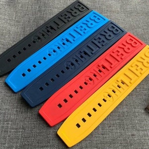 Breitling Silicone Watch Straps 22mm Width in Black/Navy/Sky Blue/Red/Yellow zdjęcie 5