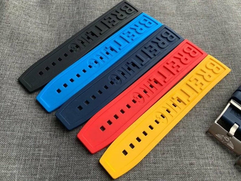 Breitling Silicone Watch Straps 22mm Width in Black/Navy/Sky Blue/Red/Yellow zdjęcie 5