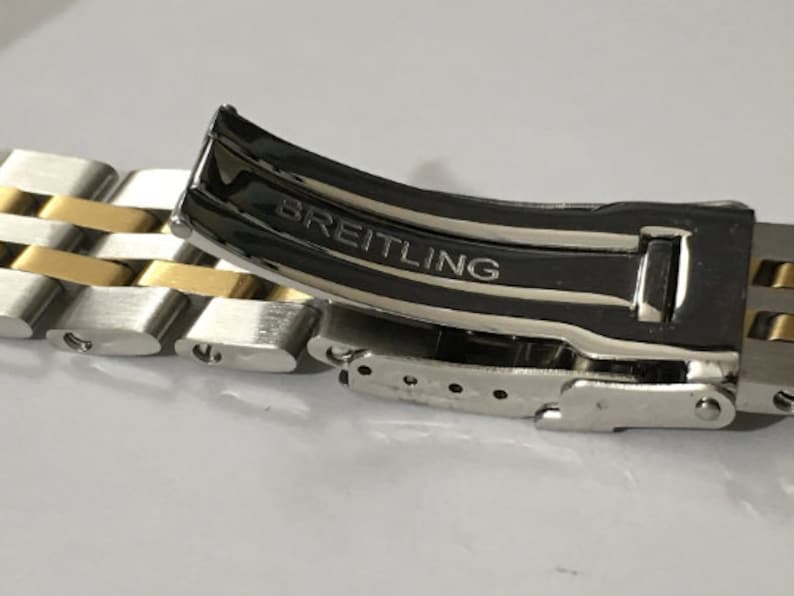 SUPERBE bracelet de montre BREITLING bicolore en 18/20/22/24 mm de largeur Article rare image 3