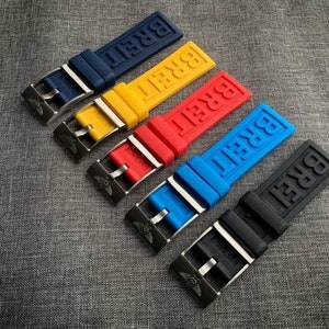 Breitling Silicone Watch Straps 22mm Width in Black/Navy/Sky Blue/Red/Yellow zdjęcie 3