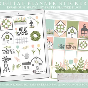 Farmhouse Spring | Digital Stickers | Goodnotes Stickers | Digital Planner Stickers | Goodnotes Planner Stickers | Farm, Barn, Country
