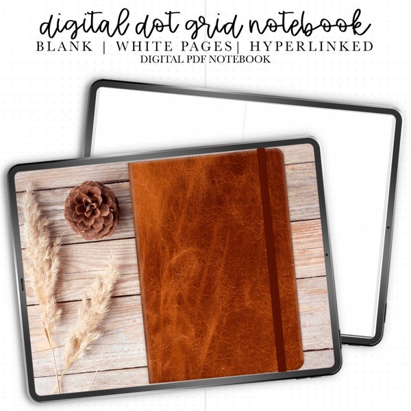 Digital Dot Grid Journal, Digital Dotted Journal, Digital Notebook, Goodnotes Notebook, PDF Download, Landscape Orientation