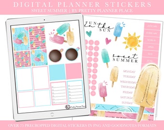 Sweet Summer | Digital Planner Stickers | Goodnotes Stickers | Precropped PNG Stickers | Summer Planner Stickers | Popsicle Stickers