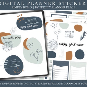 Boho Theme Digital Planner Stickers for Goodnotes Precropped PNG ...