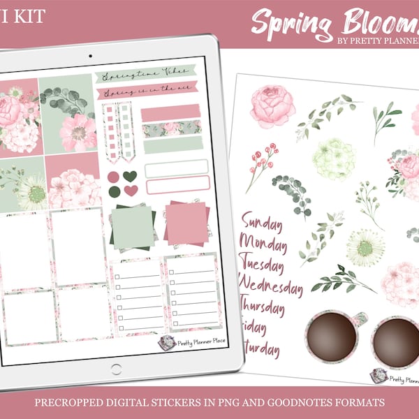 Spring Blooms | Digital Stickers | Goodnotes Stickers | Digital Planner Stickers | Goodnotes Planner Stickers | Floral, Springtime, Flowers