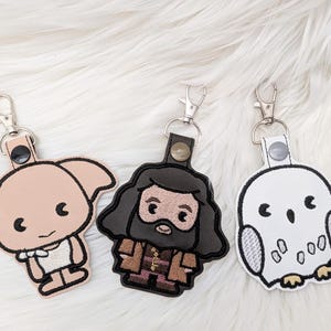 Wizard Character Keychains – Cute Owl, Giant, and House Elf Bag Charms