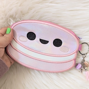 Kawaii Macaron Vinyl Zipper Pouch with Back Zipper