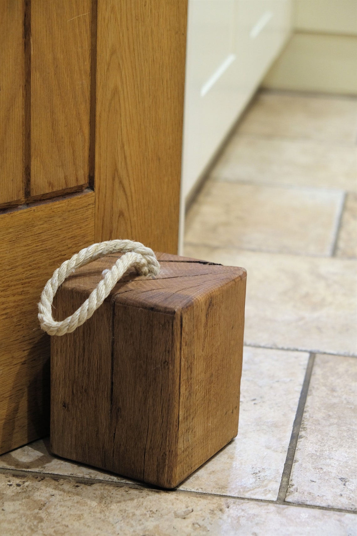 Oak Door Stop Solid Oak Door Block Rope Handle Door Stop. Etsy