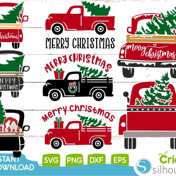 Christmas Truck Svg Bundle,Christmas Truck Svg,Christmas Svg,Truck Svg,Frohe Weihnachten Svg,Dateien für Cricut,Silhouette Cameo,Xmas Svg