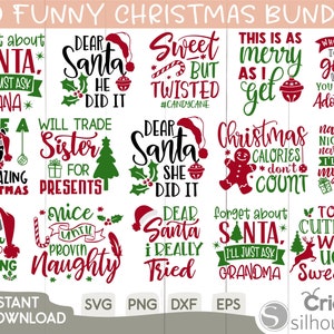 Funny Christmas Svg Bundle, Christmas Svg, Christmas Quotes Svg, Funny Quotes Svg, Santa Svg, Snowflake Svg, Decoration, Svg, Png, Dxf