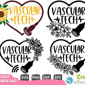 Tecnología vascular FlorVal Svg, Ultrasound Probe Heart Svg,Silhouette,Nurse Svg,Medical Svg,Cut Files For Cricut,Silhouette,Dxf,Png,Eps