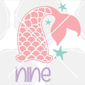 Mermaid Tail Birthday number • Mermaid number NINE 9 Svg • Mermaid SVG Silhouette and Cricut Cut design • Silhouette & Cricut Cut design