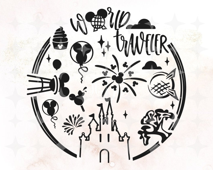 World Traveler Disney World Svg • original cut file • Disney World Sh…