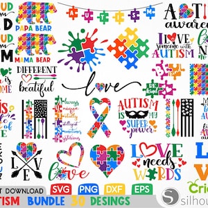 Autismus Svg Bunde, Autismus Puzzle Svg, Autismus Bewusstsein Svg, Autismus Mom Svg, sein Kind Svg, Puzzle Stück Svg, Herz, Zitate, Liebe, Cricut, Schneiden Dateien