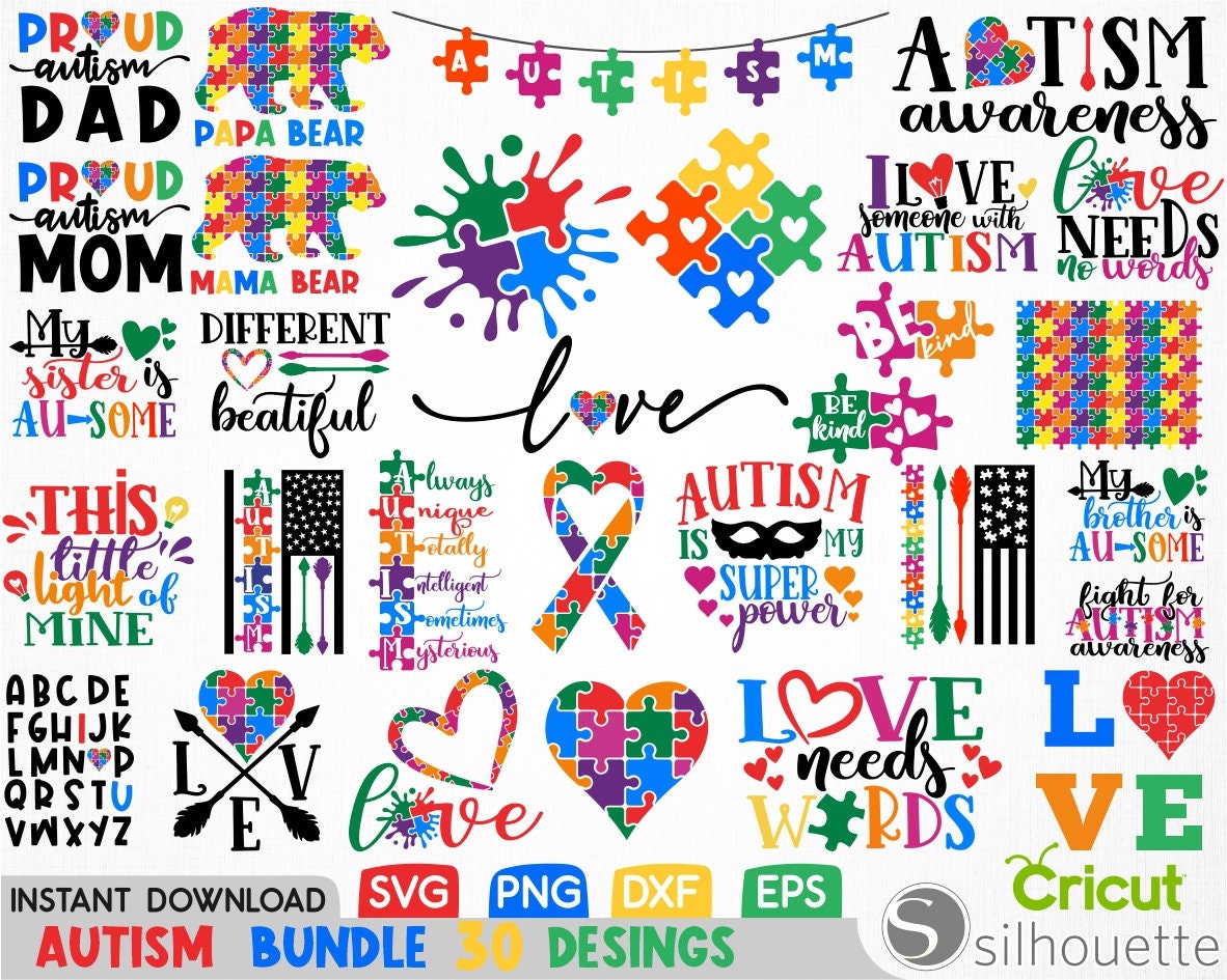 Autism Svg Bunde,Autism Puzzle Svg,Autism Awareness Svg,Autism Mom Sv…