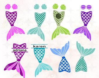 Mermaid SVG, Mermaid Monogram Svg, Cute Mermaid Svg, Mermaid Clipart,  Sea Beach SVG file for cricut and silhouette, svg files