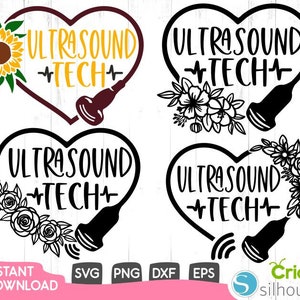 Ultrasound Tech Floral Svg, Ultrasound Probe Heart Svg,Silhouette,Nurse Svg,Medical Svg,Cut Files For Cricut,Silhouette,Dxf,Png,Eps