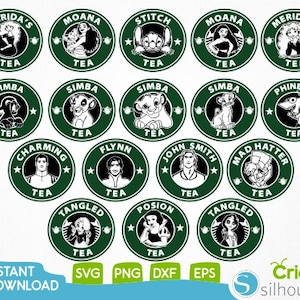 24oz Full Wrap Coffee Cold Cup Svg, Cute Princess Svg, Cartoon Svg, DIY Venti Cup 24 Oz, Natychmiastowe pobieranie, Venti Wrap Tumbler Svg, Cricut