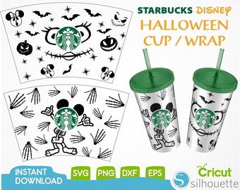 Skeleton Svg, 24oz Full Wrap Coffee Cold  Cup Svg, Halloween Svg, Pumpkin Svg,DIY Venti Cup 24 Oz, Instant Download,Venti Wrap Tumbler Svg
