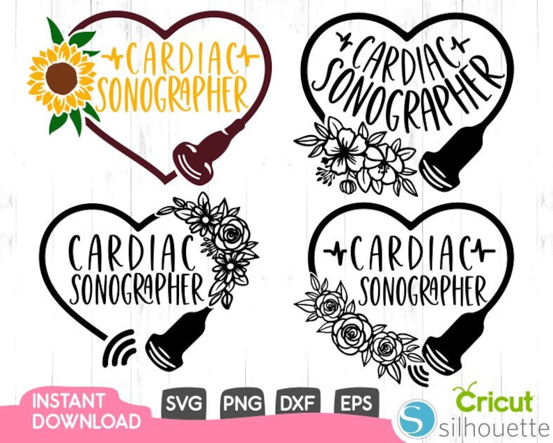 Download Clip Art Art Collectibles Cardiac Sonographer Svg Ultrasound Probe Heart Svg Silhouette Nurse Svg Instant Download Cut Files For Cricut Silhouette Digital Files Svg